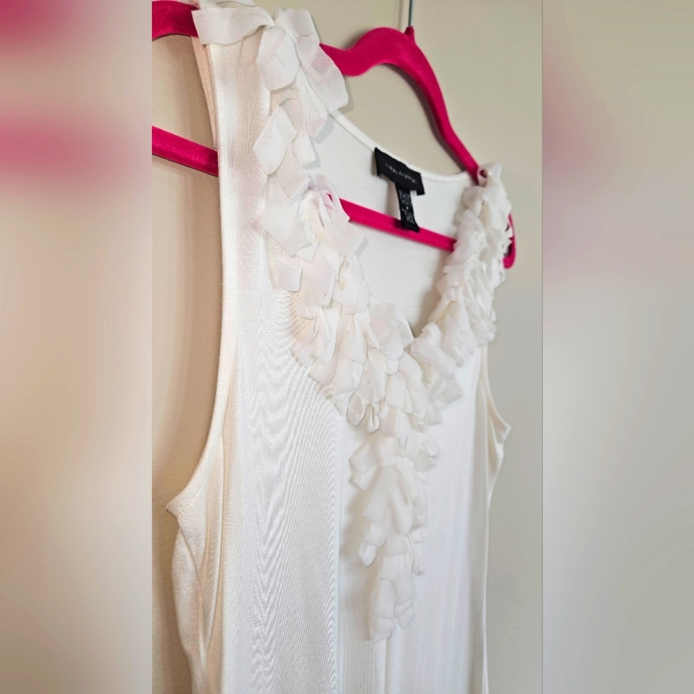 NWOT White Sleeveless Ruffle Top